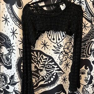 Black Cropped Knit Sweater
